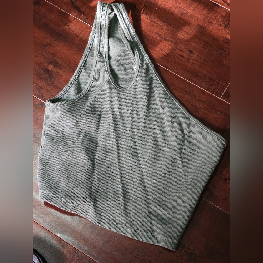 Zara Medium One Shoulder Olive Green Crop Top With a SLIT on the one Shoulder
